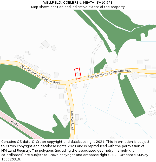 WELLFIELD, COELBREN, NEATH, SA10 9PE: Location map and indicative extent of plot