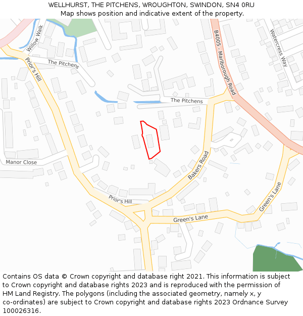 WELLHURST, THE PITCHENS, WROUGHTON, SWINDON, SN4 0RU: Location map and indicative extent of plot