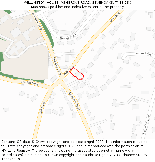 WELLINGTON HOUSE, ASHGROVE ROAD, SEVENOAKS, TN13 1SX: Location map and indicative extent of plot