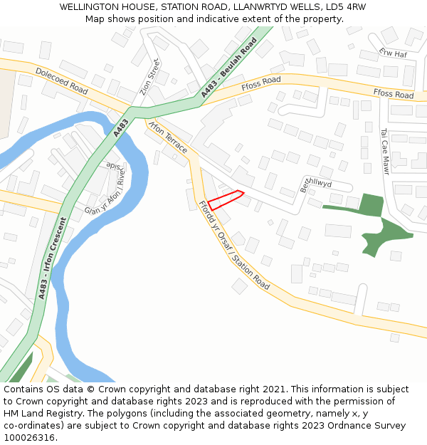 WELLINGTON HOUSE, STATION ROAD, LLANWRTYD WELLS, LD5 4RW: Location map and indicative extent of plot