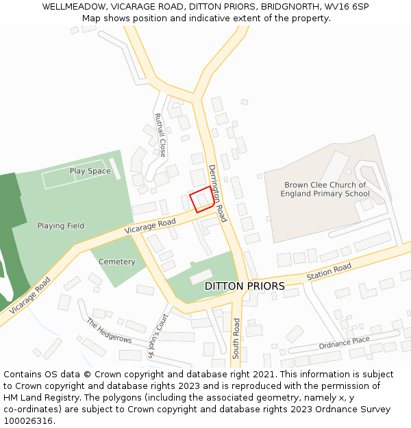 WELLMEADOW, VICARAGE ROAD, DITTON PRIORS, BRIDGNORTH, WV16 6SP: Location map and indicative extent of plot