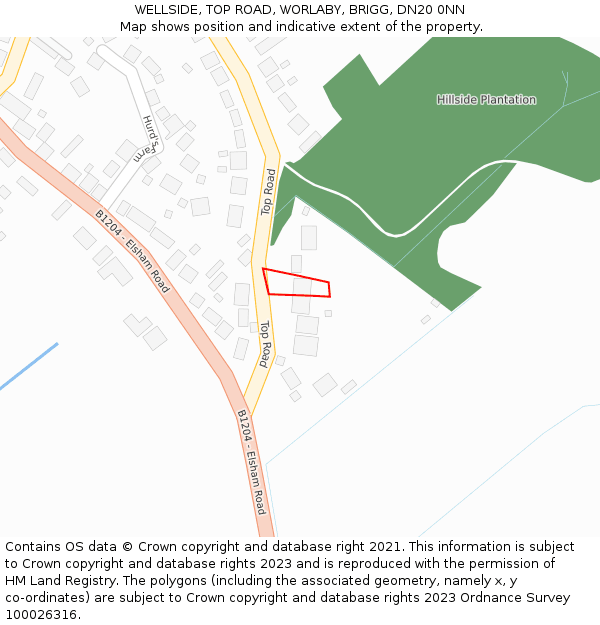 WELLSIDE, TOP ROAD, WORLABY, BRIGG, DN20 0NN: Location map and indicative extent of plot