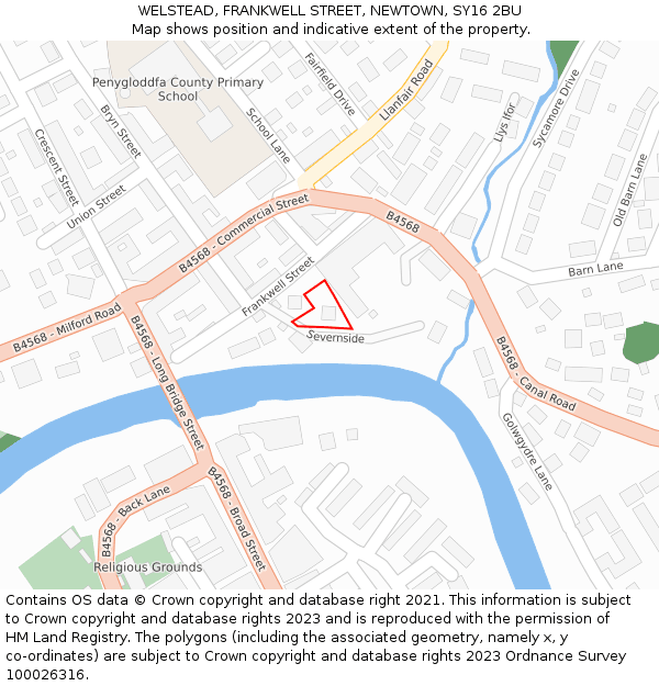 WELSTEAD, FRANKWELL STREET, NEWTOWN, SY16 2BU: Location map and indicative extent of plot