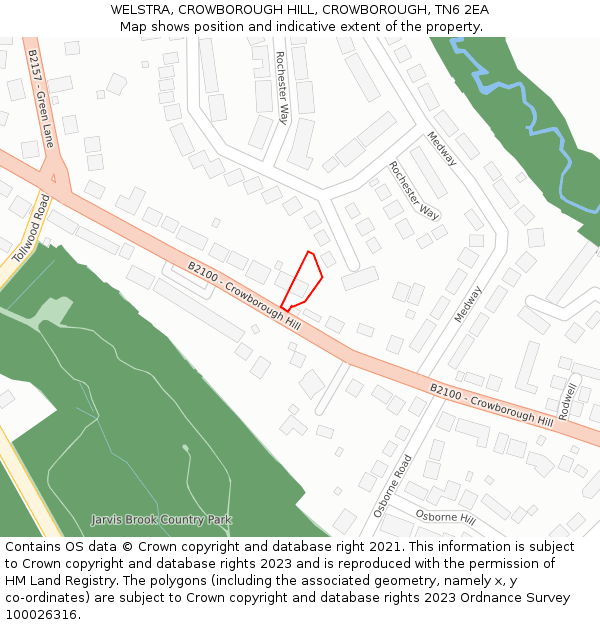 WELSTRA, CROWBOROUGH HILL, CROWBOROUGH, TN6 2EA: Location map and indicative extent of plot