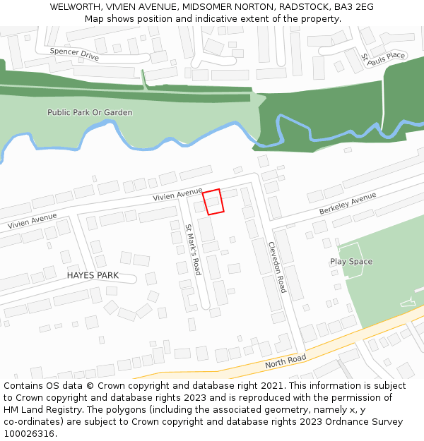 WELWORTH, VIVIEN AVENUE, MIDSOMER NORTON, RADSTOCK, BA3 2EG: Location map and indicative extent of plot