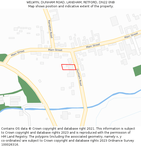 WELWYN, DUNHAM ROAD, LANEHAM, RETFORD, DN22 0NB: Location map and indicative extent of plot