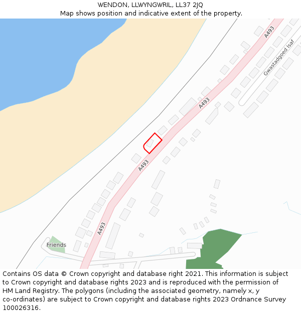 WENDON, LLWYNGWRIL, LL37 2JQ: Location map and indicative extent of plot