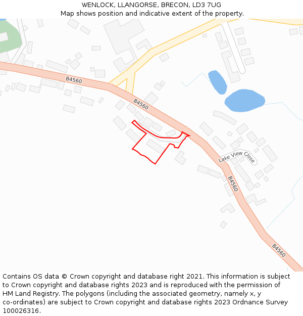 WENLOCK, LLANGORSE, BRECON, LD3 7UG: Location map and indicative extent of plot