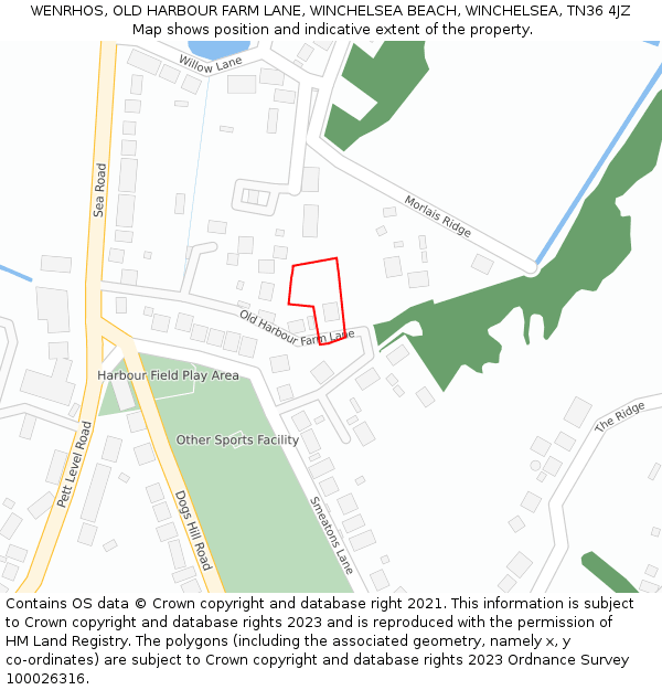 WENRHOS, OLD HARBOUR FARM LANE, WINCHELSEA BEACH, WINCHELSEA, TN36 4JZ: Location map and indicative extent of plot