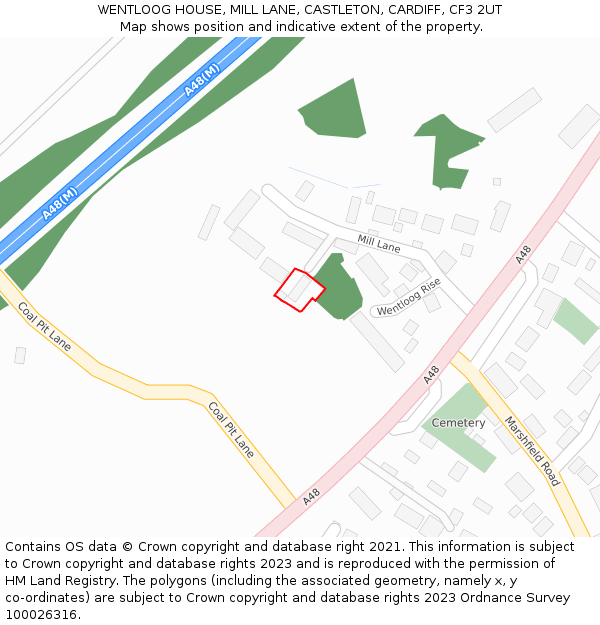 WENTLOOG HOUSE, MILL LANE, CASTLETON, CARDIFF, CF3 2UT: Location map and indicative extent of plot