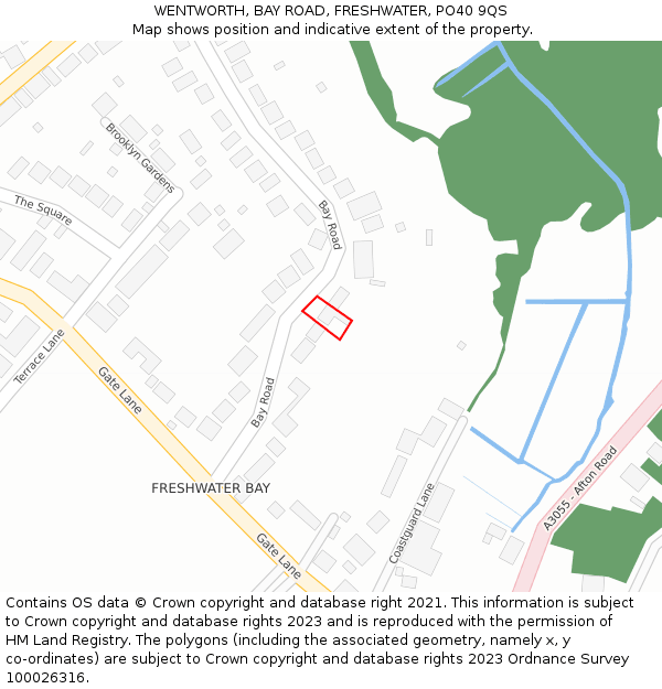 WENTWORTH, BAY ROAD, FRESHWATER, PO40 9QS: Location map and indicative extent of plot