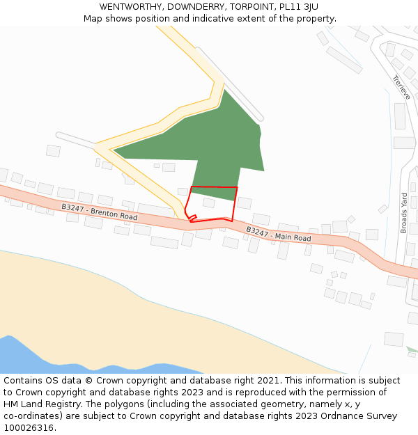 WENTWORTHY, DOWNDERRY, TORPOINT, PL11 3JU: Location map and indicative extent of plot