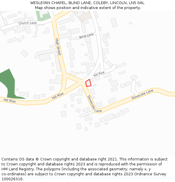 WESLEYAN CHAPEL, BLIND LANE, COLEBY, LINCOLN, LN5 0AL: Location map and indicative extent of plot