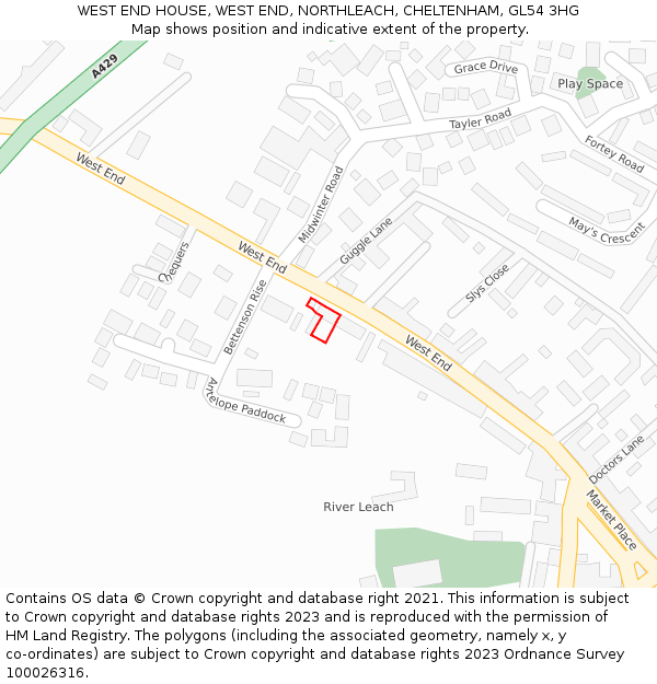 WEST END HOUSE, WEST END, NORTHLEACH, CHELTENHAM, GL54 3HG: Location map and indicative extent of plot