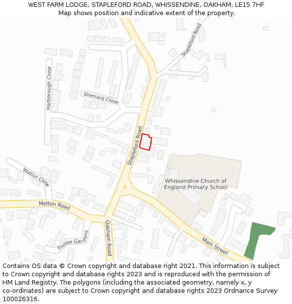 WEST FARM LODGE, STAPLEFORD ROAD, WHISSENDINE, OAKHAM, LE15 7HF: Location map and indicative extent of plot