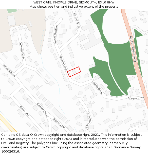 WEST GATE, KNOWLE DRIVE, SIDMOUTH, EX10 8HW: Location map and indicative extent of plot