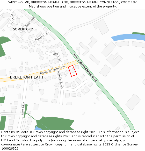 WEST HOLME, BRERETON HEATH LANE, BRERETON HEATH, CONGLETON, CW12 4SY: Location map and indicative extent of plot