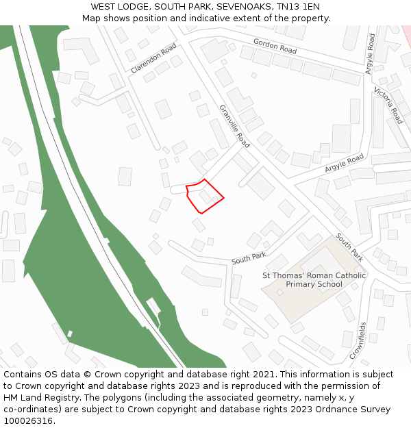WEST LODGE, SOUTH PARK, SEVENOAKS, TN13 1EN: Location map and indicative extent of plot