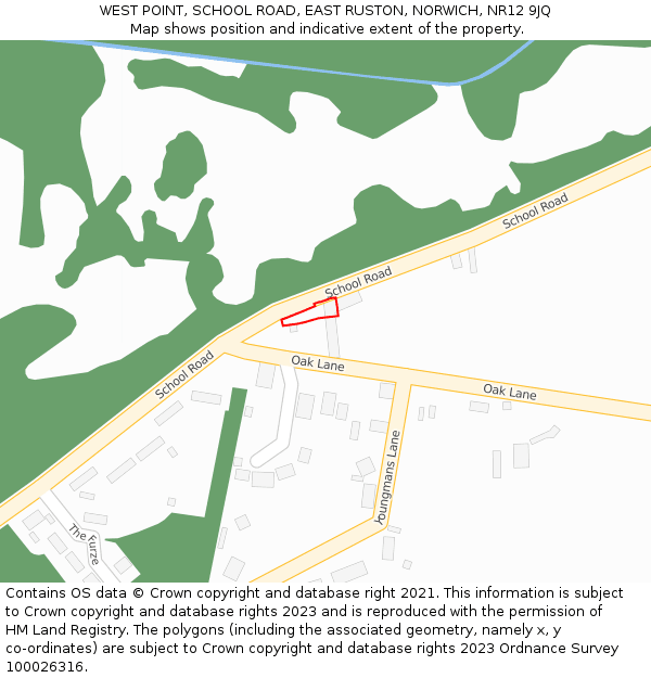 WEST POINT, SCHOOL ROAD, EAST RUSTON, NORWICH, NR12 9JQ: Location map and indicative extent of plot