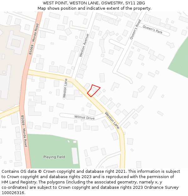 WEST POINT, WESTON LANE, OSWESTRY, SY11 2BG: Location map and indicative extent of plot