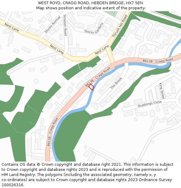 WEST ROYD, CRAGG ROAD, HEBDEN BRIDGE, HX7 5EN: Location map and indicative extent of plot
