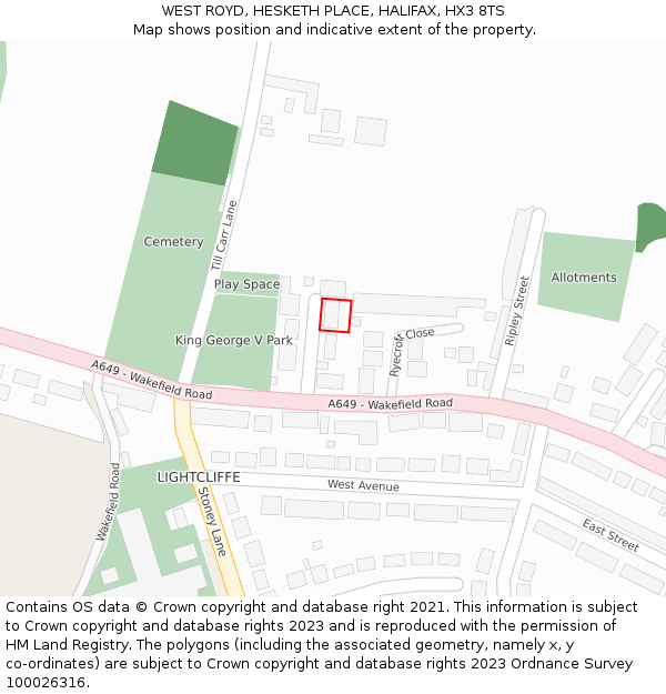 WEST ROYD, HESKETH PLACE, HALIFAX, HX3 8TS: Location map and indicative extent of plot