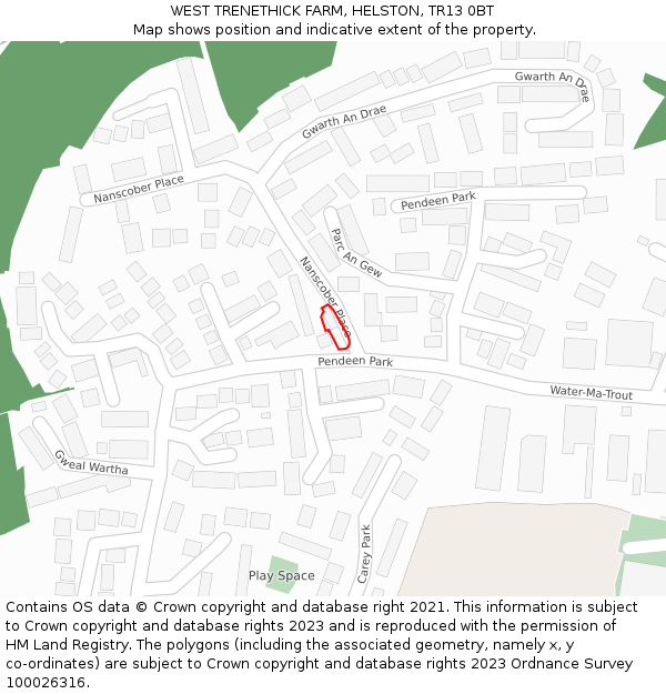 WEST TRENETHICK FARM, HELSTON, TR13 0BT: Location map and indicative extent of plot