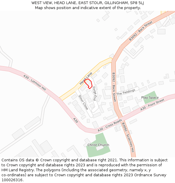 WEST VIEW, HEAD LANE, EAST STOUR, GILLINGHAM, SP8 5LJ: Location map and indicative extent of plot
