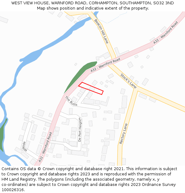 WEST VIEW HOUSE, WARNFORD ROAD, CORHAMPTON, SOUTHAMPTON, SO32 3ND: Location map and indicative extent of plot