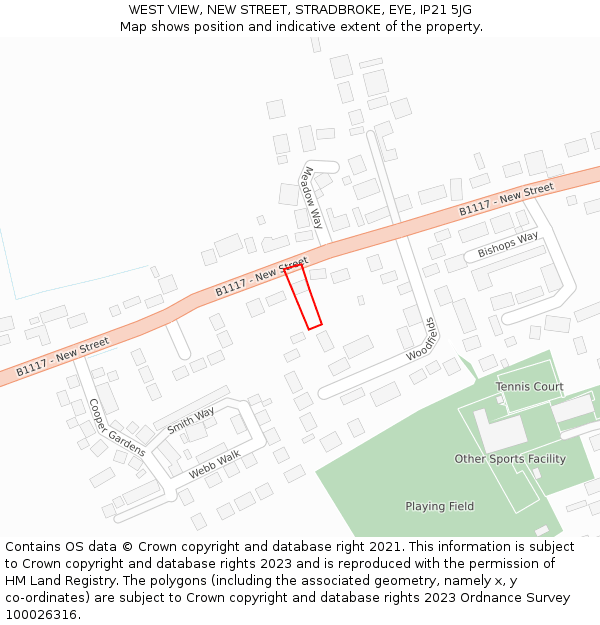 WEST VIEW, NEW STREET, STRADBROKE, EYE, IP21 5JG: Location map and indicative extent of plot