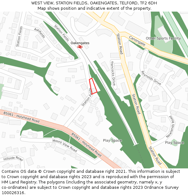 WEST VIEW, STATION FIELDS, OAKENGATES, TELFORD, TF2 6DH: Location map and indicative extent of plot