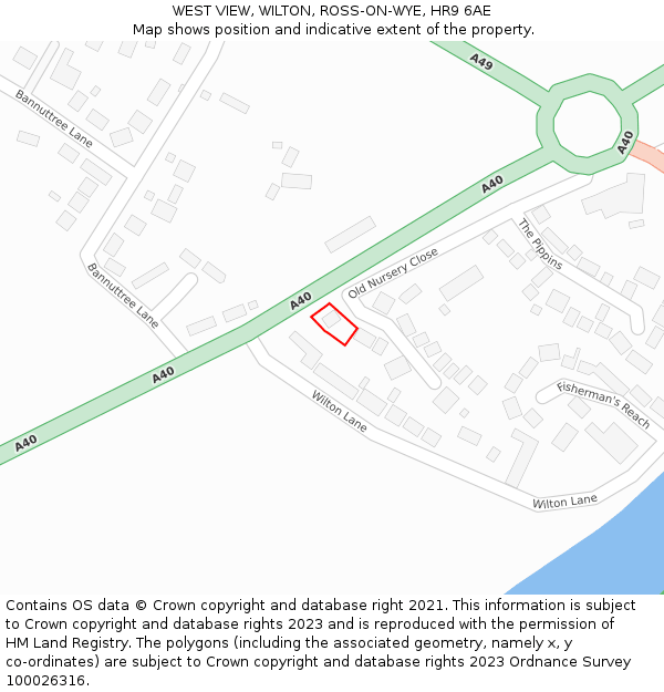 WEST VIEW, WILTON, ROSS-ON-WYE, HR9 6AE: Location map and indicative extent of plot