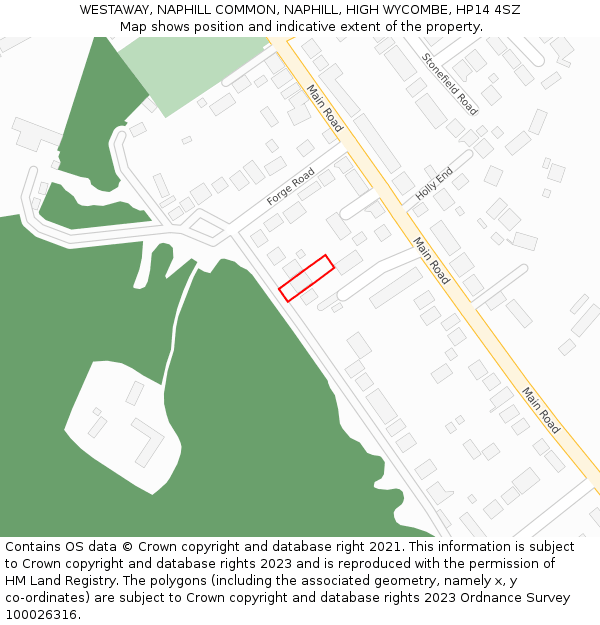 WESTAWAY, NAPHILL COMMON, NAPHILL, HIGH WYCOMBE, HP14 4SZ: Location map and indicative extent of plot