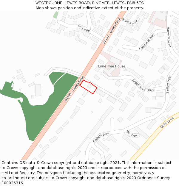 WESTBOURNE, LEWES ROAD, RINGMER, LEWES, BN8 5ES: Location map and indicative extent of plot