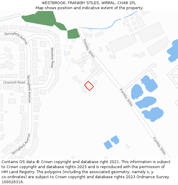 WESTBROOK, FRANKBY STILES, WIRRAL, CH48 1PL: Location map and indicative extent of plot