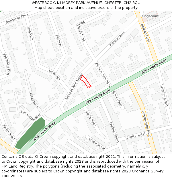 WESTBROOK, KILMOREY PARK AVENUE, CHESTER, CH2 3QU: Location map and indicative extent of plot