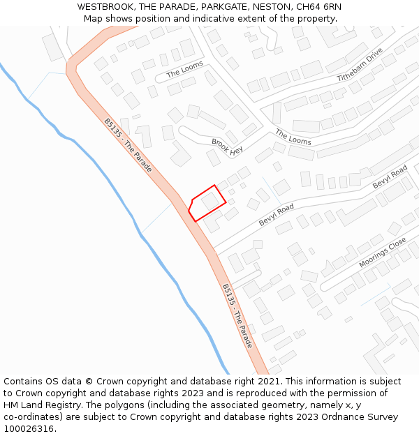 WESTBROOK, THE PARADE, PARKGATE, NESTON, CH64 6RN: Location map and indicative extent of plot