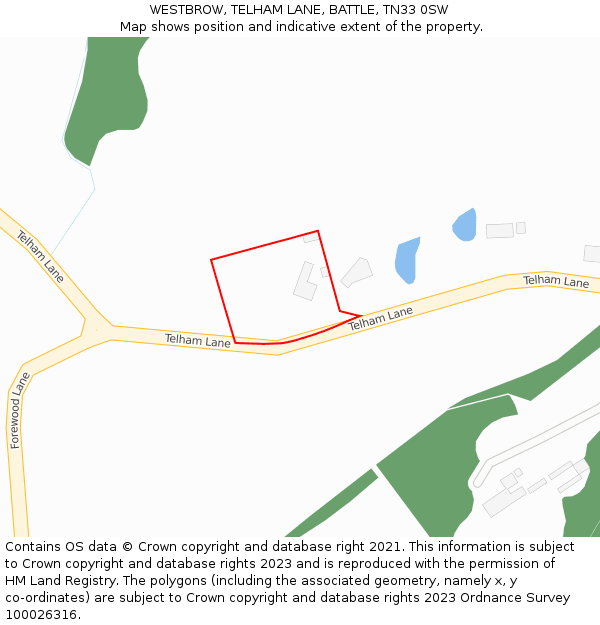 WESTBROW, TELHAM LANE, BATTLE, TN33 0SW: Location map and indicative extent of plot