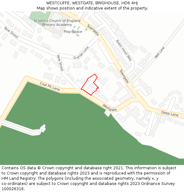 WESTCLIFFE, WESTGATE, BRIGHOUSE, HD6 4HJ: Location map and indicative extent of plot