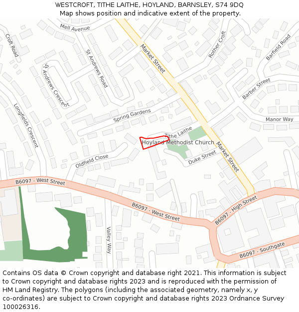 WESTCROFT, TITHE LAITHE, HOYLAND, BARNSLEY, S74 9DQ: Location map and indicative extent of plot