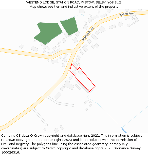 WESTEND LODGE, STATION ROAD, WISTOW, SELBY, YO8 3UZ: Location map and indicative extent of plot