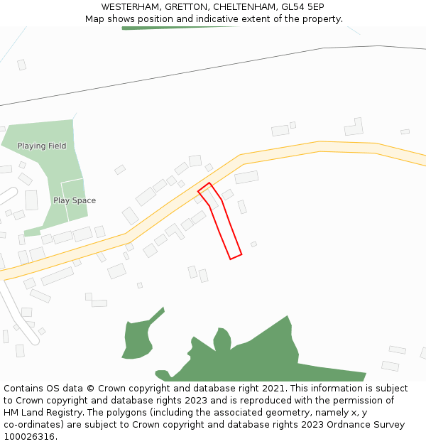 WESTERHAM, GRETTON, CHELTENHAM, GL54 5EP: Location map and indicative extent of plot