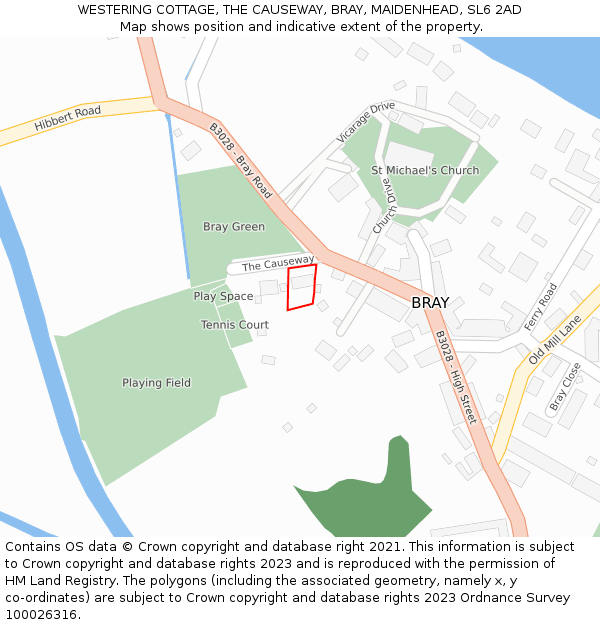 WESTERING COTTAGE, THE CAUSEWAY, BRAY, MAIDENHEAD, SL6 2AD: Location map and indicative extent of plot