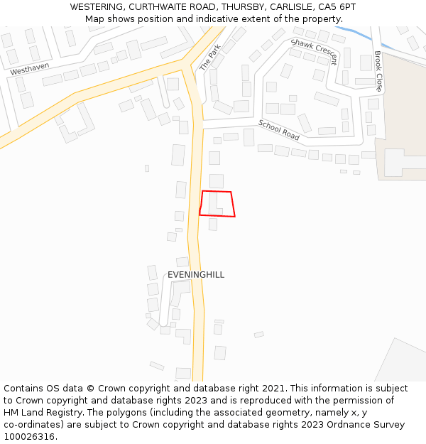 WESTERING, CURTHWAITE ROAD, THURSBY, CARLISLE, CA5 6PT: Location map and indicative extent of plot