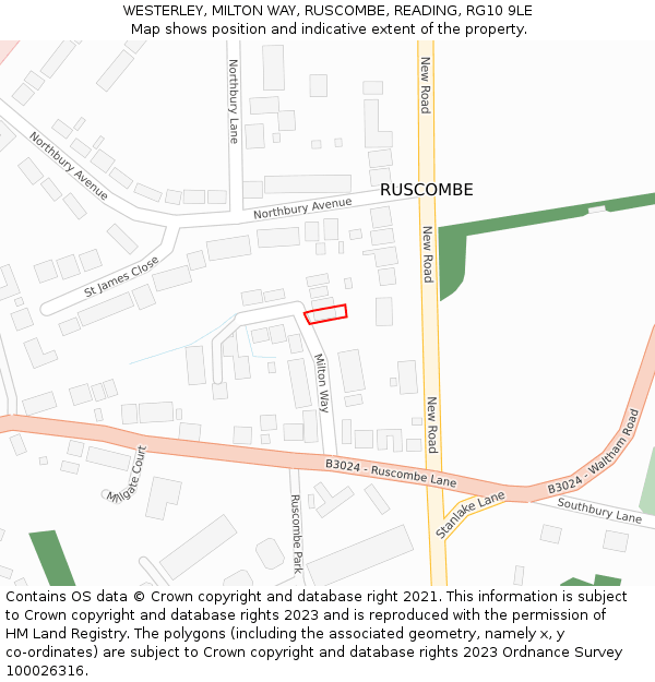 WESTERLEY, MILTON WAY, RUSCOMBE, READING, RG10 9LE: Location map and indicative extent of plot