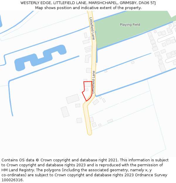 WESTERLY EDGE, LITTLEFIELD LANE, MARSHCHAPEL, GRIMSBY, DN36 5TJ: Location map and indicative extent of plot