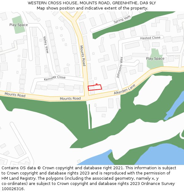 WESTERN CROSS HOUSE, MOUNTS ROAD, GREENHITHE, DA9 9LY: Location map and indicative extent of plot