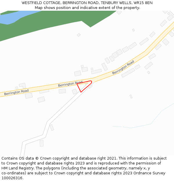 WESTFIELD COTTAGE, BERRINGTON ROAD, TENBURY WELLS, WR15 8EN: Location map and indicative extent of plot