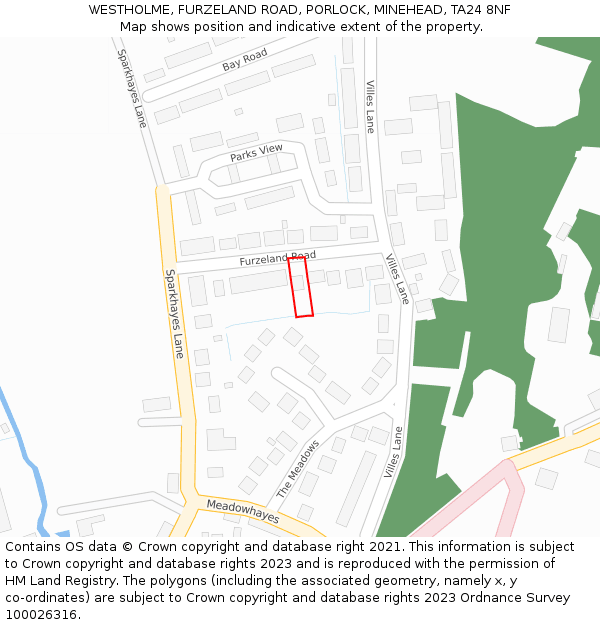 WESTHOLME, FURZELAND ROAD, PORLOCK, MINEHEAD, TA24 8NF: Location map and indicative extent of plot