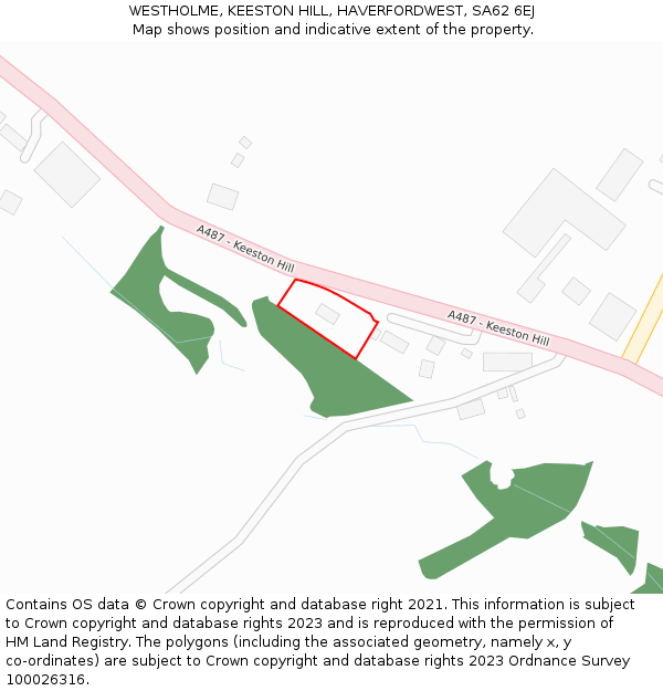 WESTHOLME, KEESTON HILL, HAVERFORDWEST, SA62 6EJ: Location map and indicative extent of plot